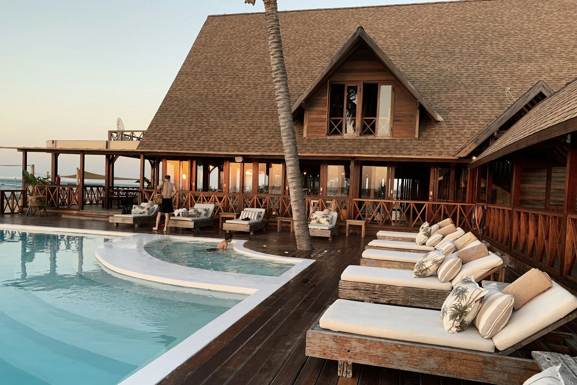 Hotel property at sunset